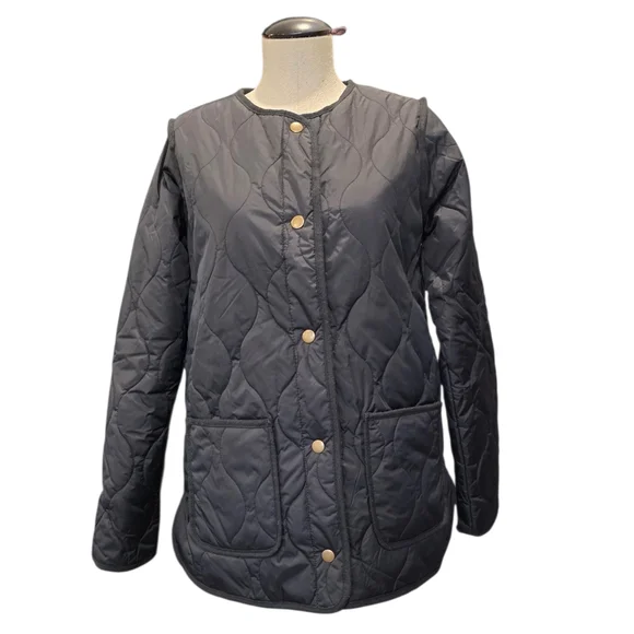 St. John's Bay Women's Quilted Black Puffer Jacket - Picture 1 of 6